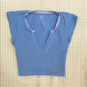 Urban Outfitters Blue Polo Crop Top